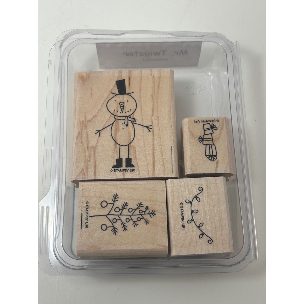 Stampin Up‎ Mr Twister Wood Mount Rubber Stamp Set Snowman Christmas 4 Pieces